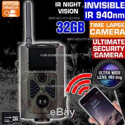 Trail Camera Wireless 3G GSM 32GB Security Alarm Cam Home Farm No Spy Hidden