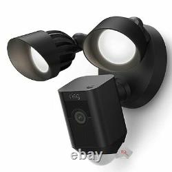 Two RING Floodlight Cam Wired Plus Motion-Activated Security Camera Black