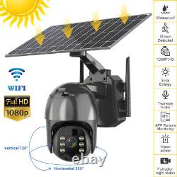 WiFi 1080P HD Solar Power PTZ IP Camera Security Waterproof Outdoor Pan/Tilt Cam