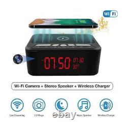 WiFi Nanny Cam Charger BT Speaker Clock Camera Motion Activated Night Vision