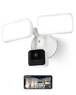 Wired Surveillance Camera Outdoor Wifi With Motion Activated Floodlight White