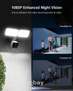 Wired Surveillance Camera Outdoor Wifi With Motion Activated Floodlight White