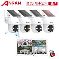 Wireless Pan/Tilt Wifi Security Camera System Solar Battery Home Outdoor Audio