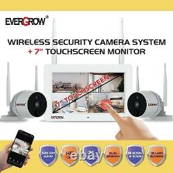 Wireless Security Camera System with Touchscreen Monitor and 2pcs Wifi Cameras