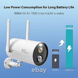 Wireless Security Camera with 9000mA Battery NGTeco Outdoor Security Cam WiFi