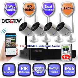 Wireless two way Audio Home Security 4CH HD 1080P CCTV Camera System DVR kit