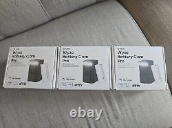 Wyze Battery Cam Pro, 3 Pack, Black Wireless 2k HDR, IP65, New In Box