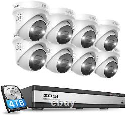 ZOSI 16CH 4K Spotlight PoE Security Camera System, 8/12/16 PCS 8MP IP Cam Outdoor