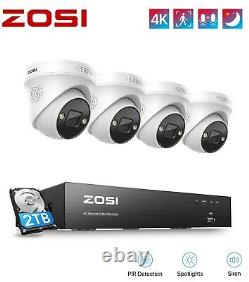 ZOSI 8CH 4K Spotlight PoE Security Camera System 8MP IP Cam Audio AI Human 2TB